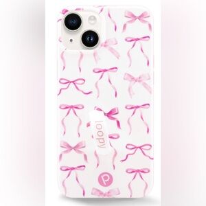 Pink Bows. iPhone 14 Plus Loopy Case. Righty.